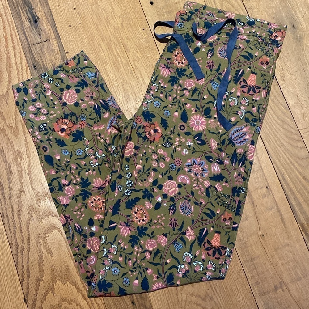 Sundance Madora Drawstring Pant green pink floral size XS